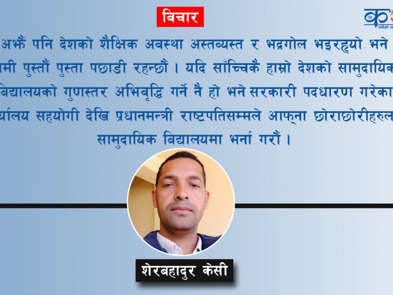 सामुदायिक बिद्यालयको शैक्षिकस्तर खस्कनुका कारण र सुझाव